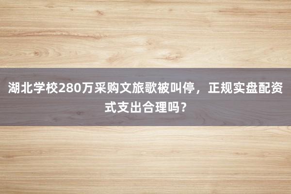 湖北学校280万采购文旅歌被叫停,正规实盘配资式支出合理吗?