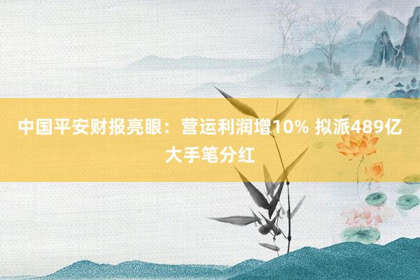 中国平安财报亮眼：营运利润增10% 拟派489亿大手笔分红