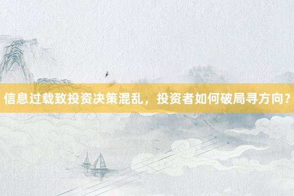 信息过载致投资决策混乱，投资者如何破局寻方向？