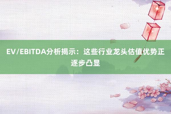 EV/EBITDA分析揭示：这些行业龙头估值优势正逐步凸显