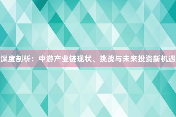 深度剖析：中游产业链现状、挑战与未来投资新机遇