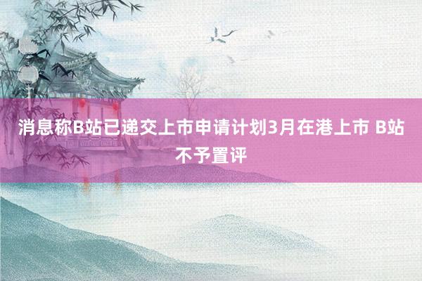 消息称B站已递交上市申请计划3月在港上市 B站不予置评