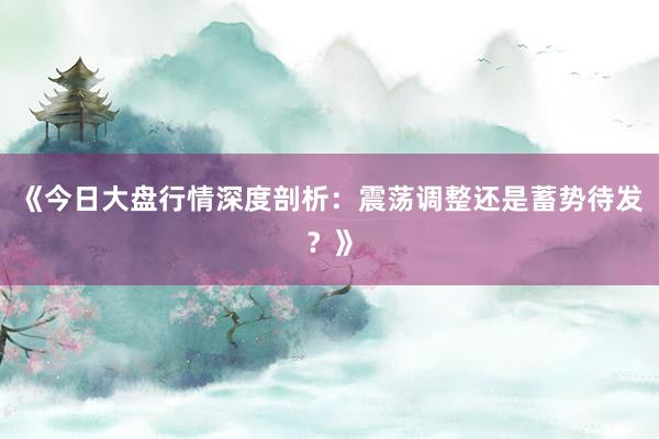 《今日大盘行情深度剖析：震荡调整还是蓄势待发？》