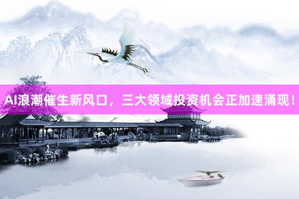 AI浪潮催生新风口，三大领域投资机会正加速涌现！