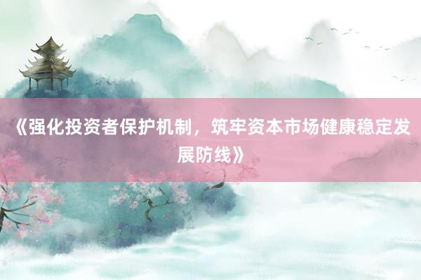 《强化投资者保护机制，筑牢资本市场健康稳定发展防线》