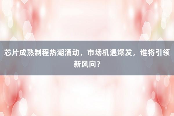 芯片成熟制程热潮涌动，市场机遇爆发，谁将引领新风向？
