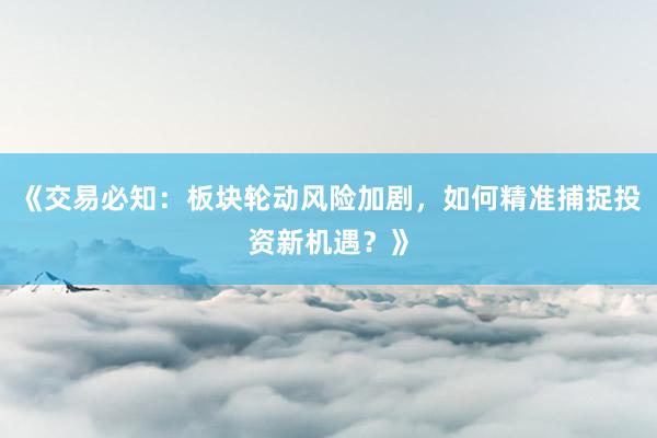 《交易必知：板块轮动风险加剧，如何精准捕捉投资新机遇？》