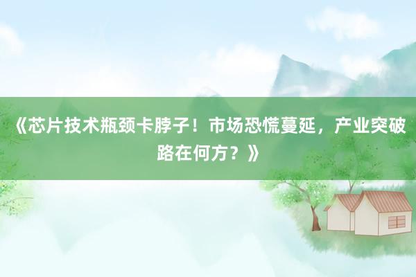 《芯片技术瓶颈卡脖子！市场恐慌蔓延，产业突破路在何方？》