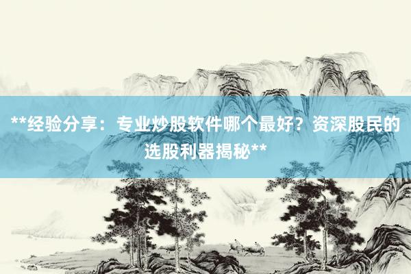 **经验分享：专业炒股软件哪个最好？资深股民的选股利器揭秘**
