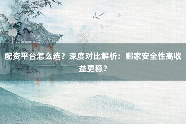 配资平台怎么选？深度对比解析：哪家安全性高收益更稳？